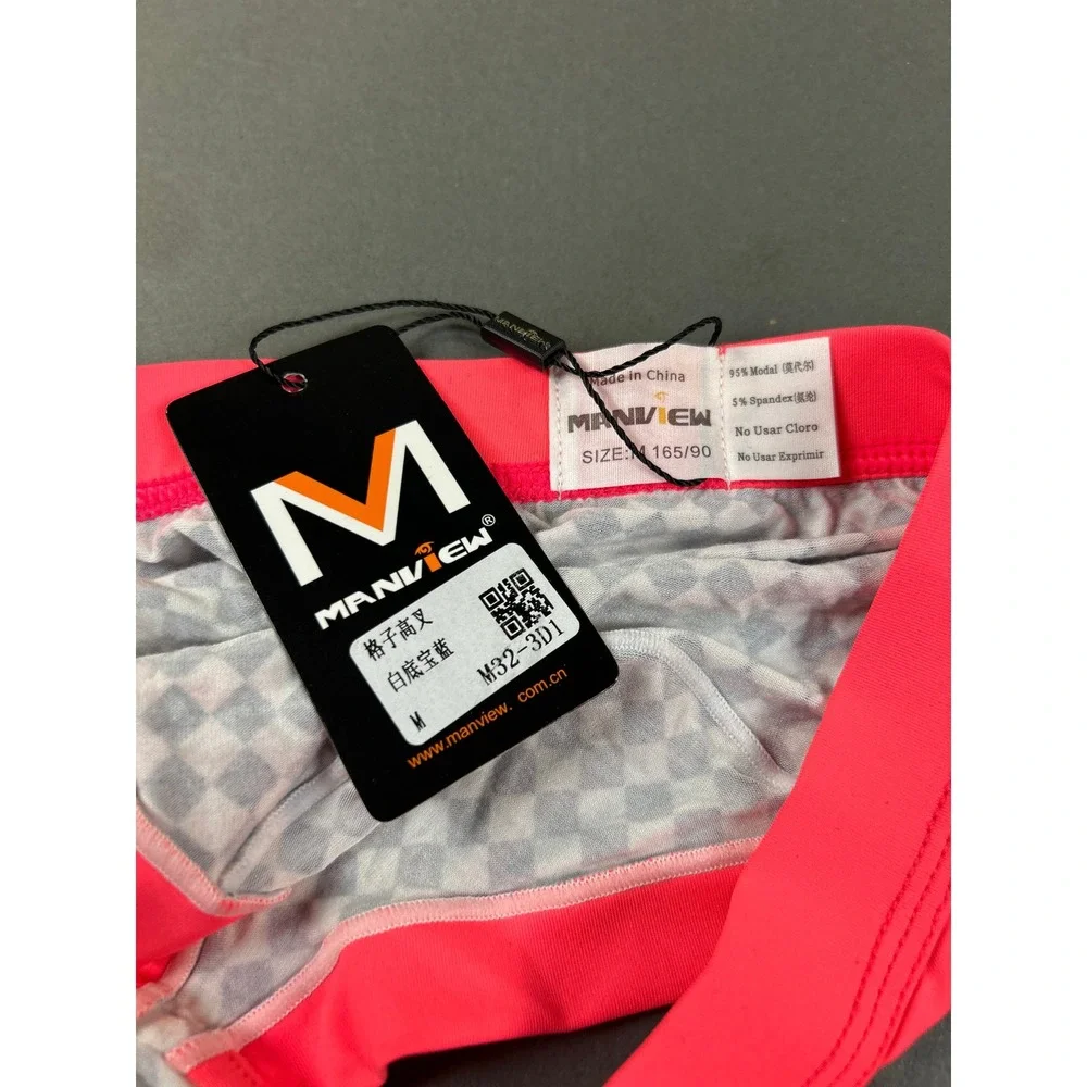 Manview & ZYKU Mens Underwear Bundle Checkered Pink Blue Briefs Size M Lot of 2